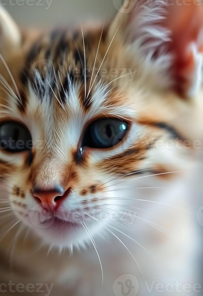 A close up of a cat with blue eyes photo