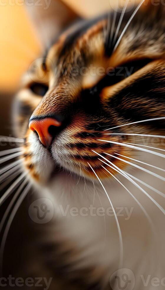 close up of a cat's face with it's eyes closed photo
