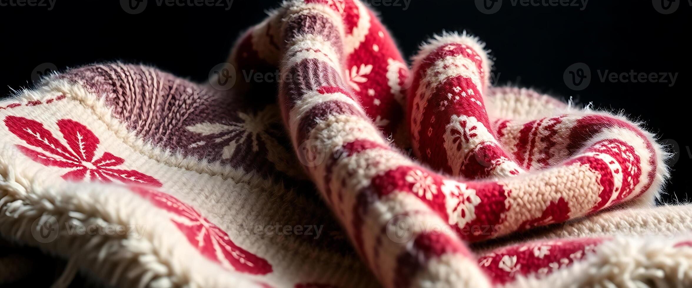 red and white blanket laying on top of a table photo