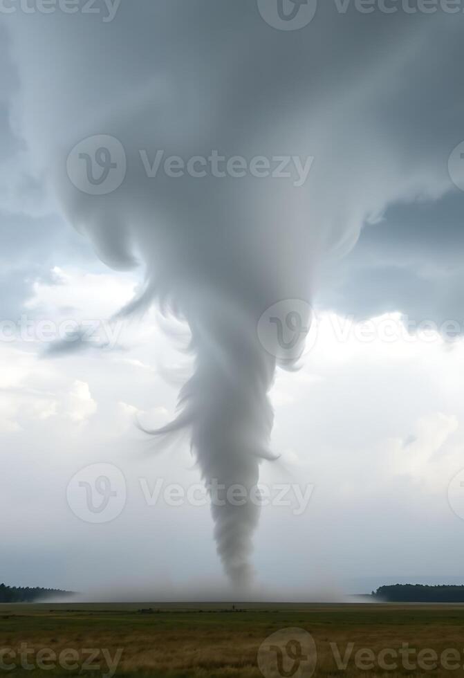 large tornado is coming out of the sky photo