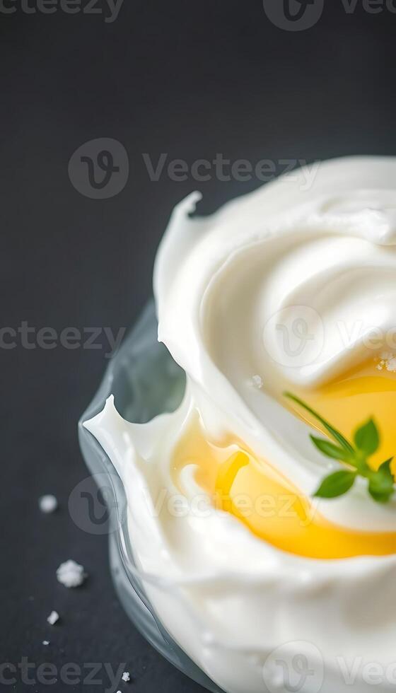 bowl of yogurt with a spoon in it photo