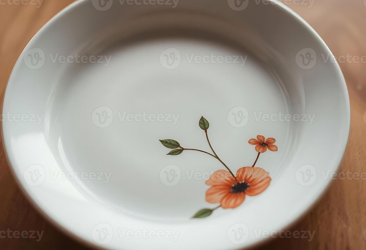 white bowl with orange flowers painted on it photo