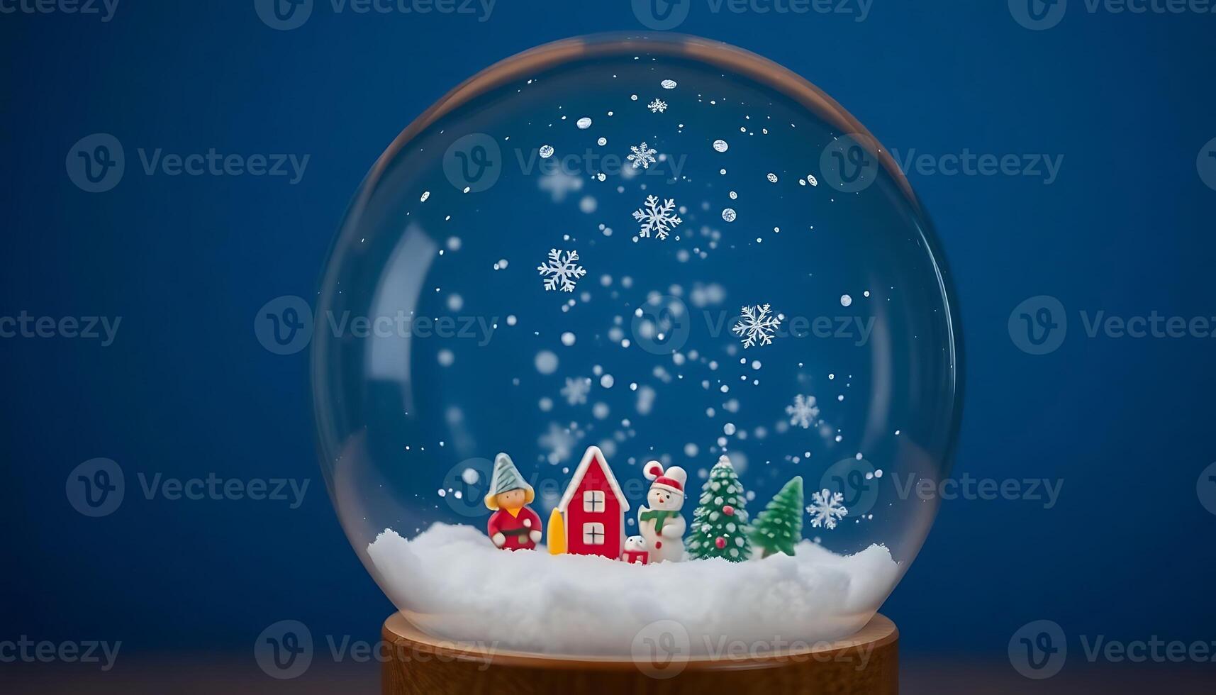 snow globe with houses and trees in it photo
