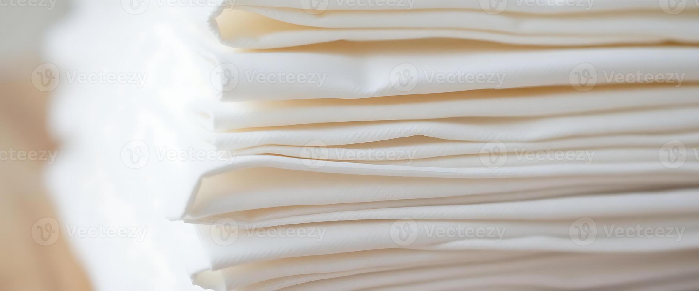 stack of folded cloths sitting on top of a table photo