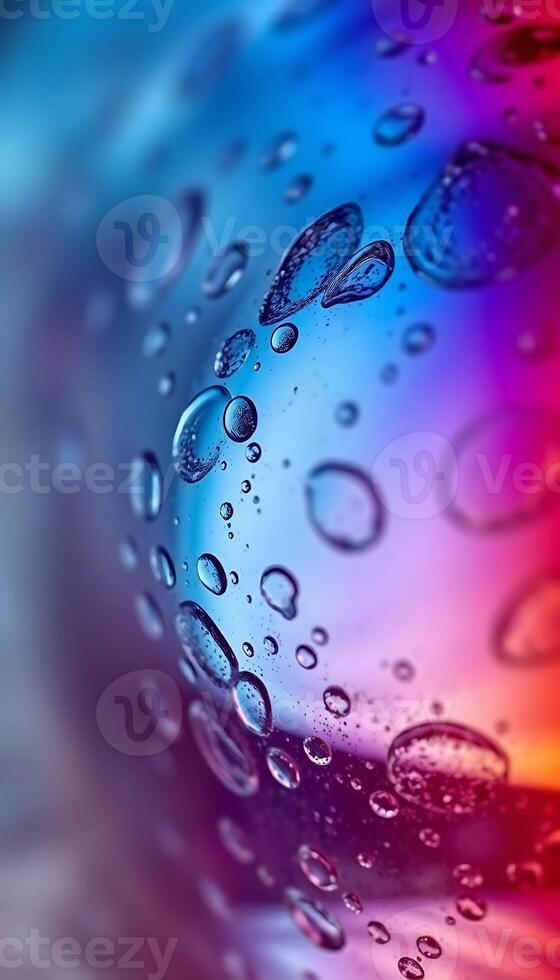 close up of water droplets on a colorful surface photo
