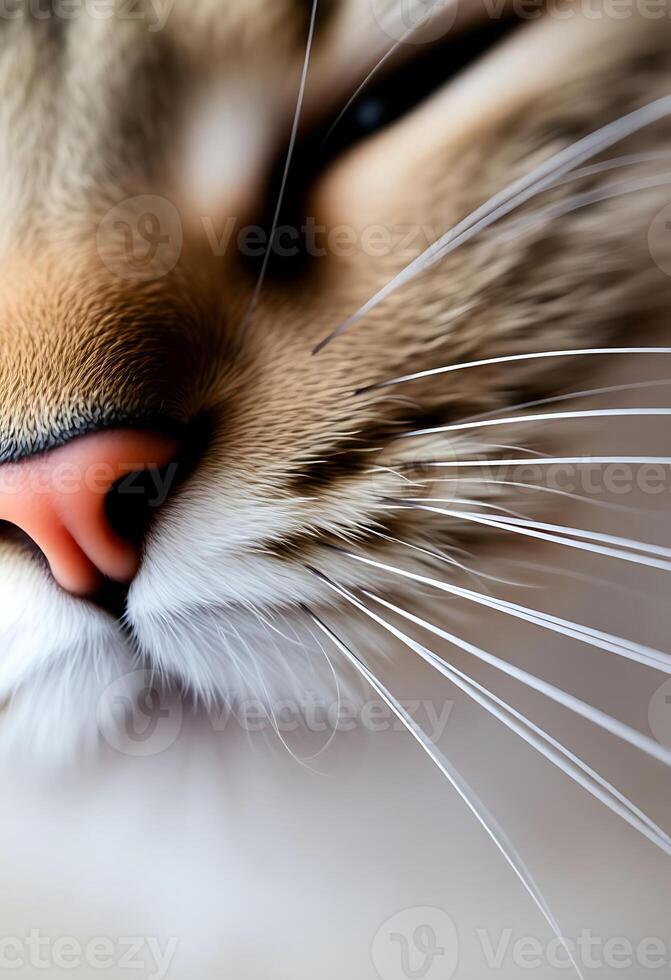Close up of a cat's nose with a red nose photo