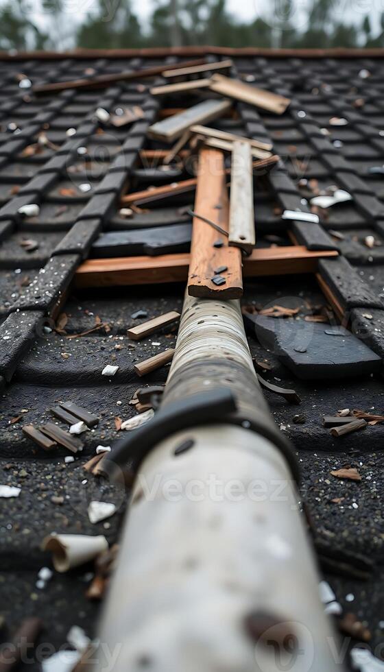 metal pipe laying on top of a roof photo