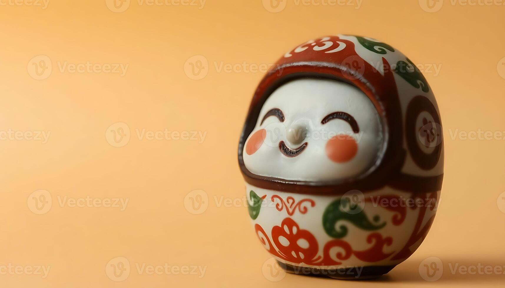 close up of a small figurine on a yellow background photo