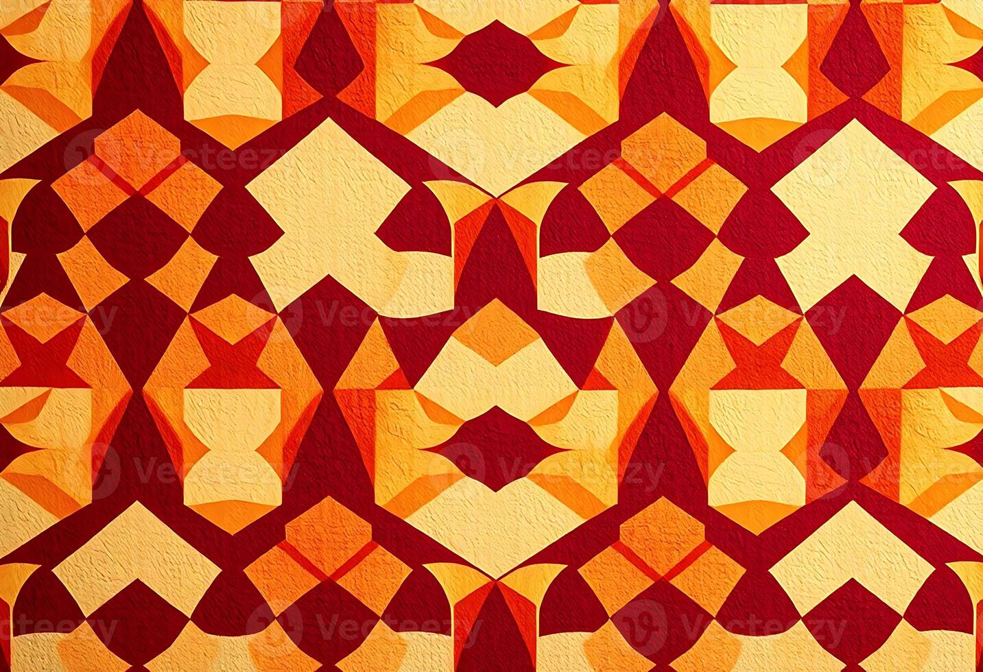 painting of orange and yellow shapes on a red background photo