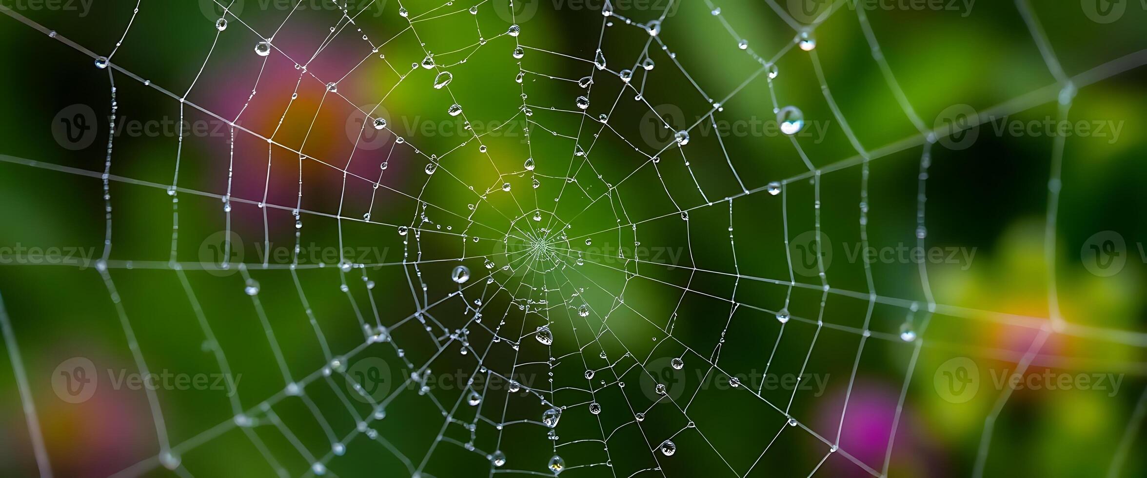 A spider web with water droplets on it photo