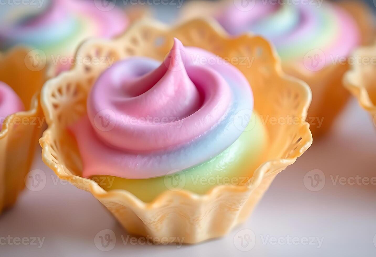 close up of some cupcakes with frosting photo