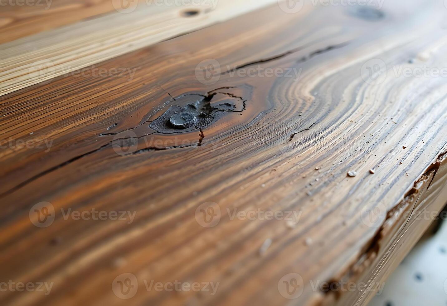close up of a wooden table with a hole in it photo