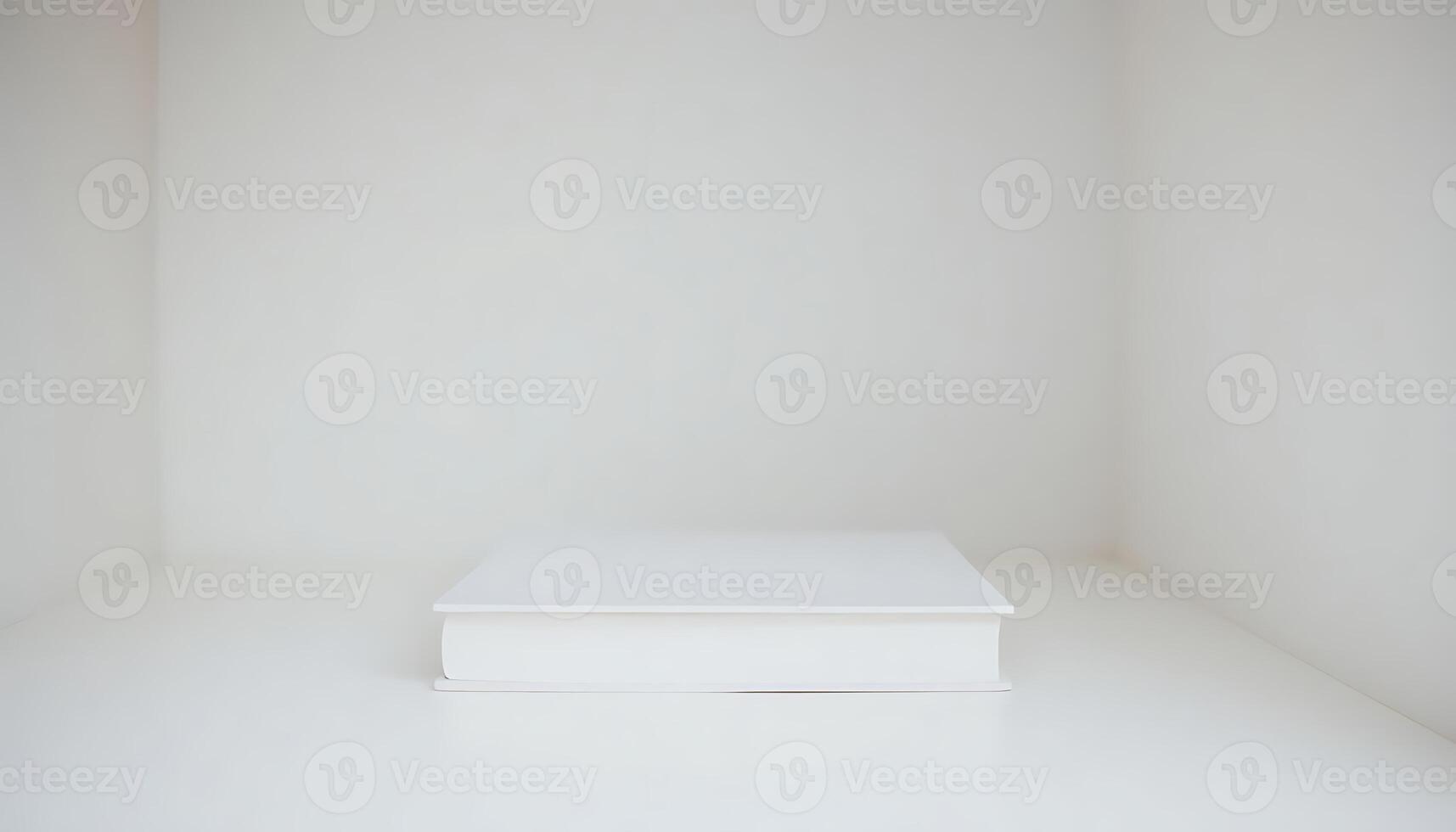 white book sitting on top of a white shelf photo