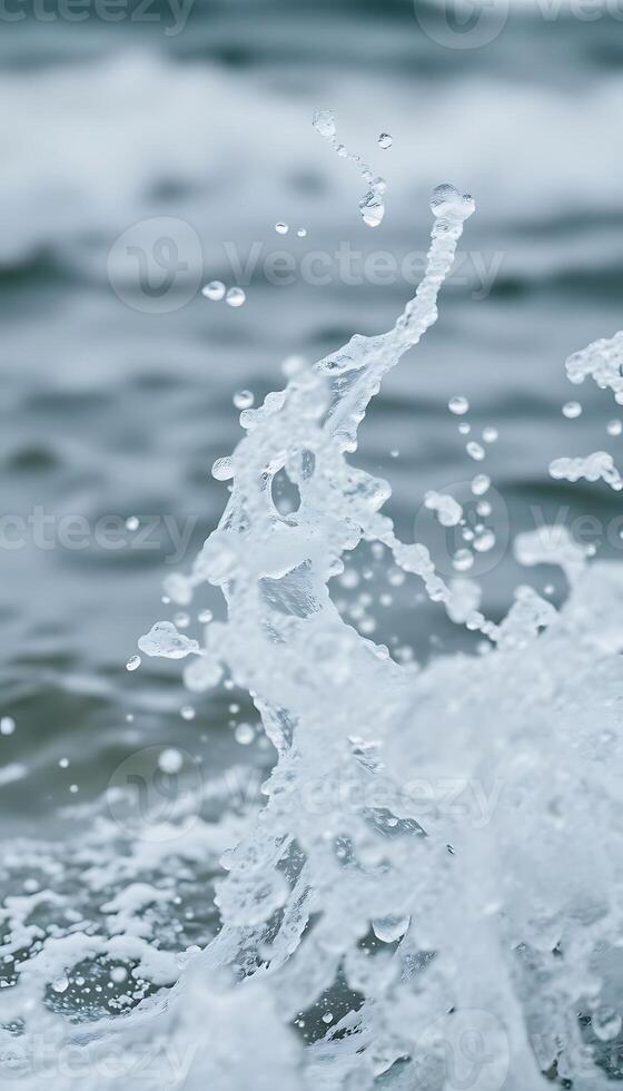 close up of water splashing on the surface of the ocean photo