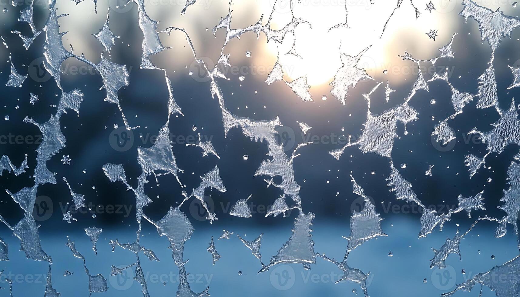 A frosty window with the sun shining through it photo