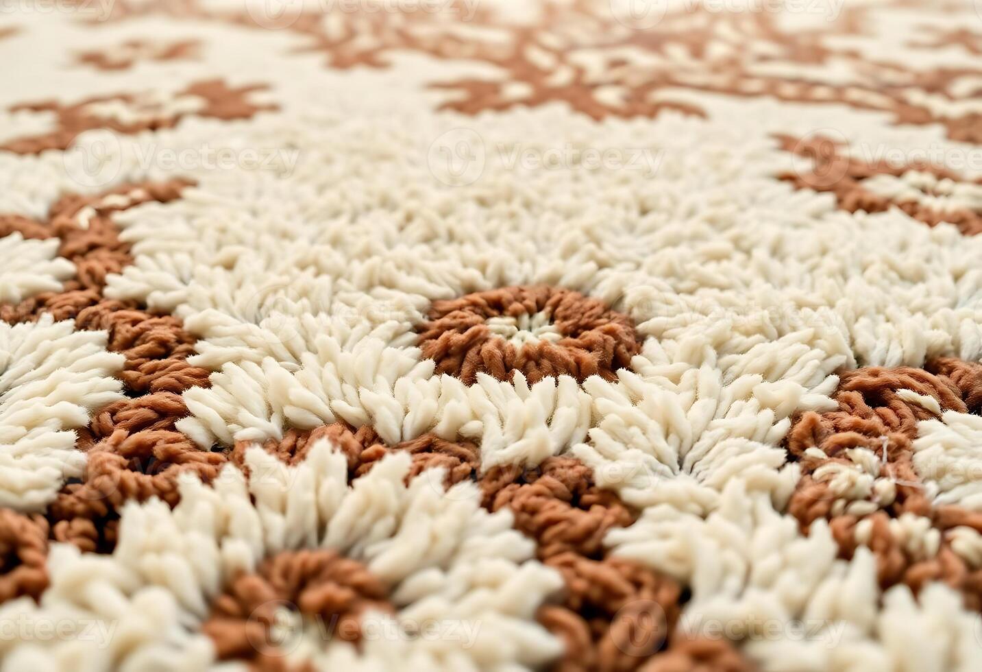 close up of a rug with a brown and white pattern photo