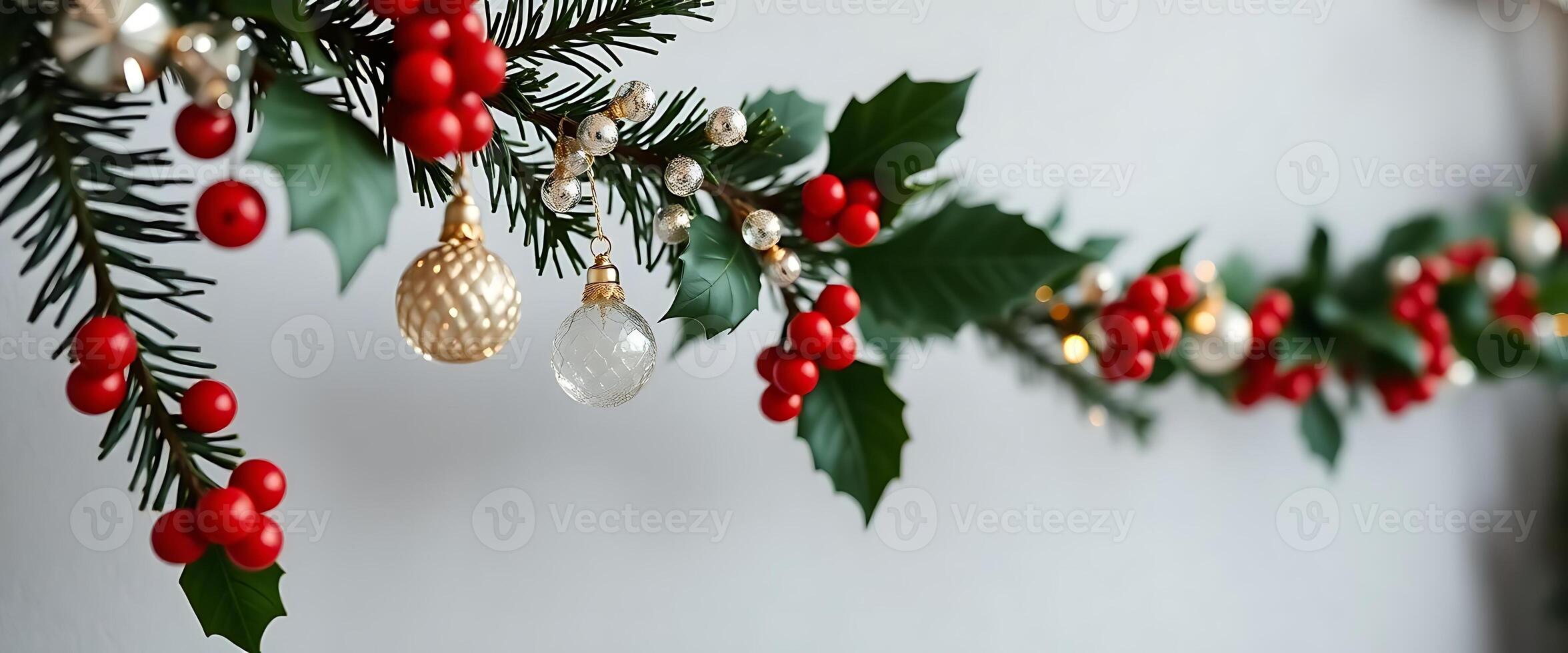 christmas garland with ornaments hanging from it photo
