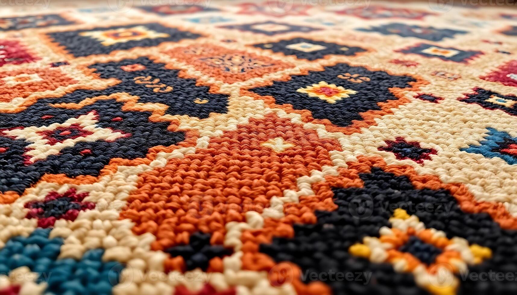 A close up of a colorful rug with a pattern photo