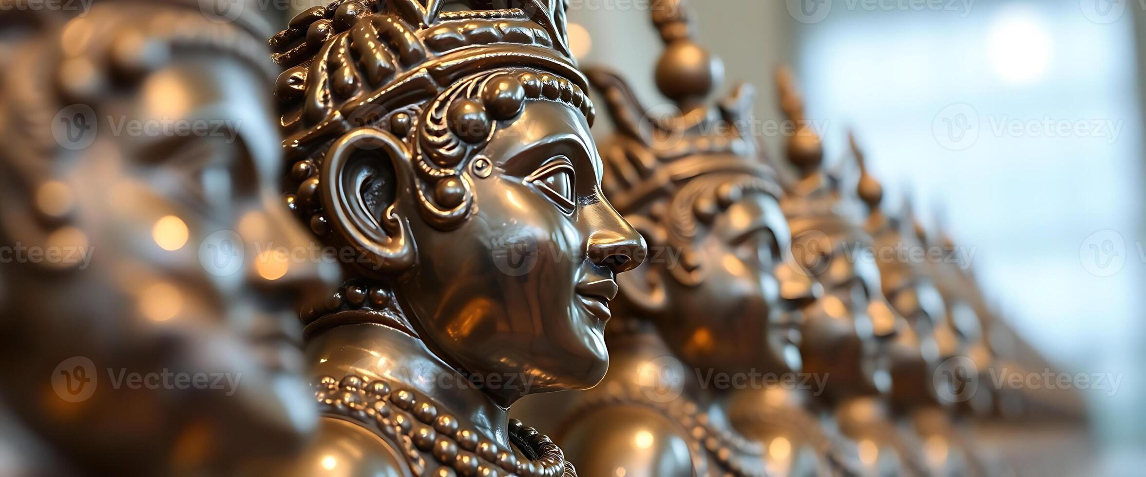 close up of a row of bronze statues photo