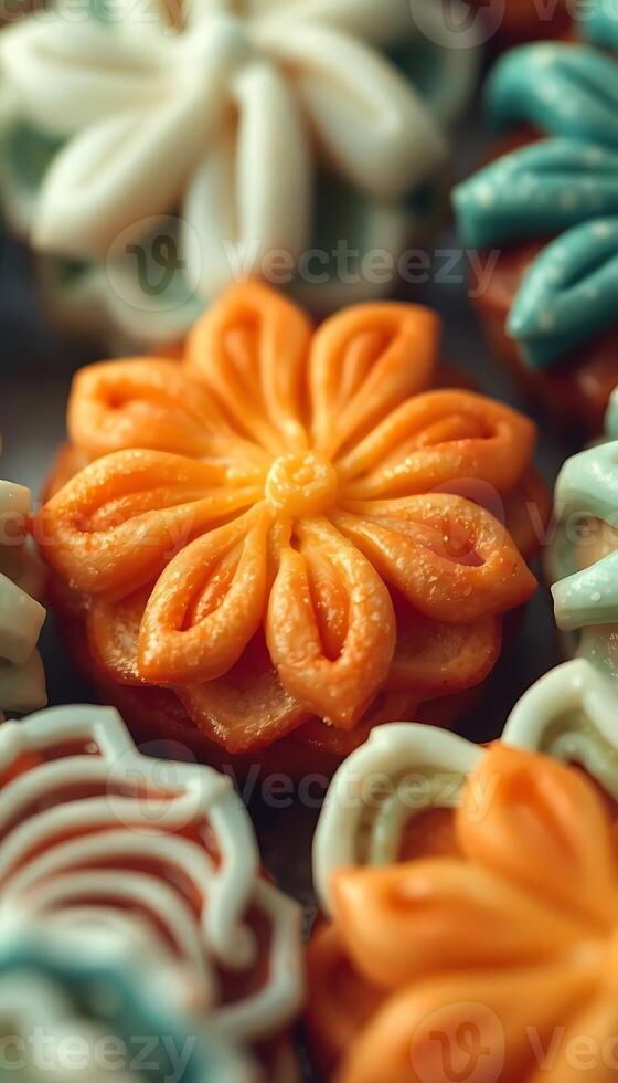 close up of a bunch of colorful cookies photo