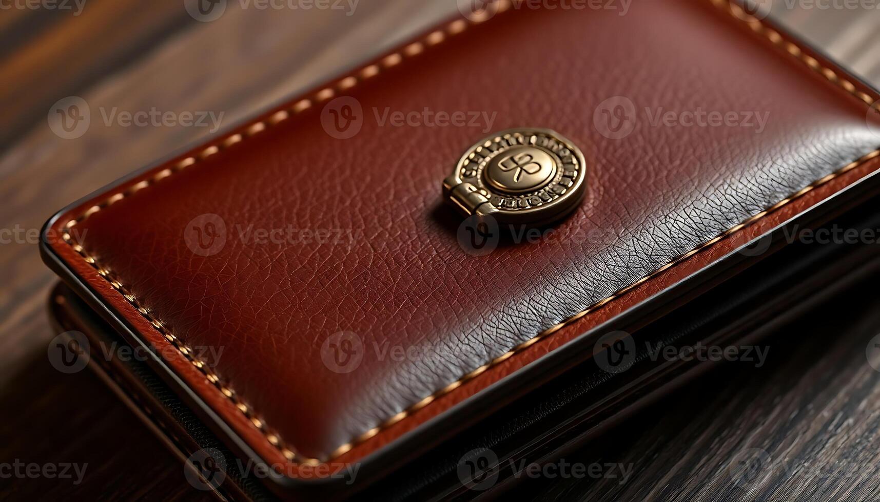 brown leather wallet with a button on it photo
