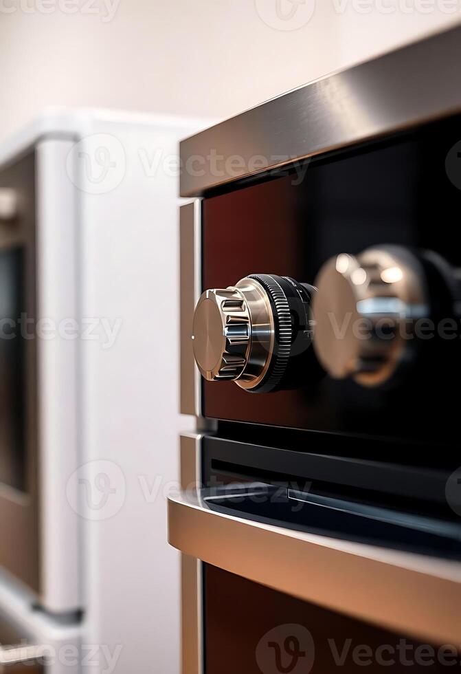 close up of two ovens side by side photo