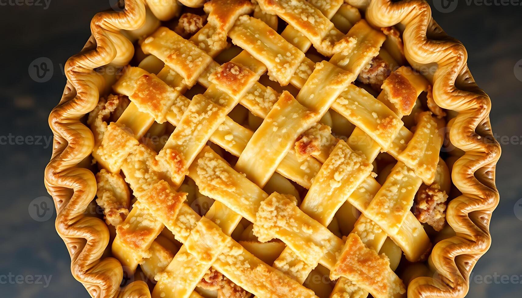 close up of a pie crust on a table photo