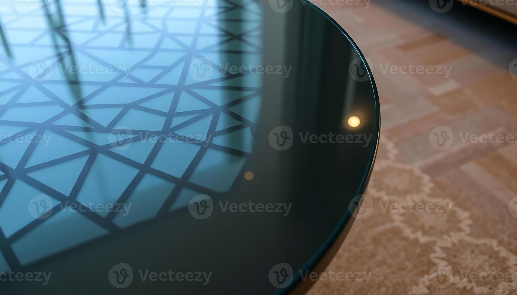 A glass table with geometric patterns on it photo
