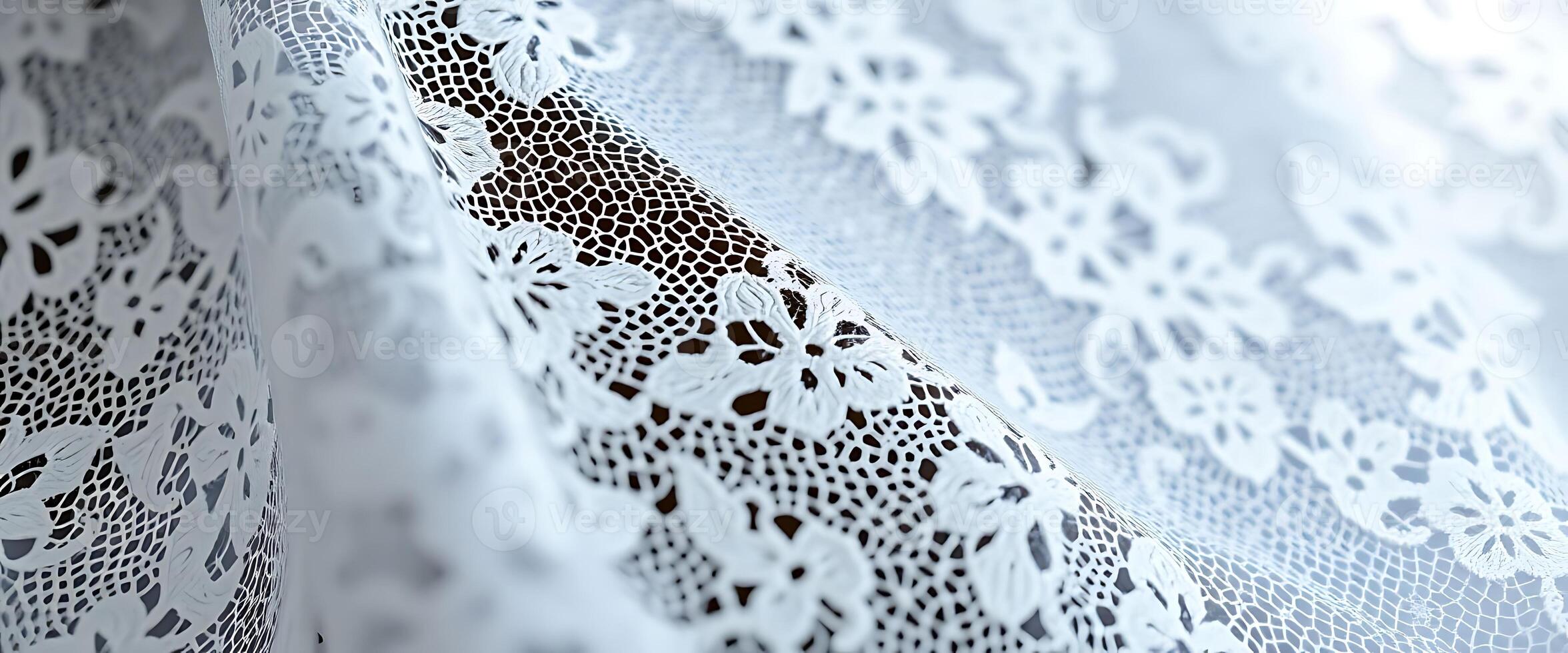 A close up of a white lace fabric photo