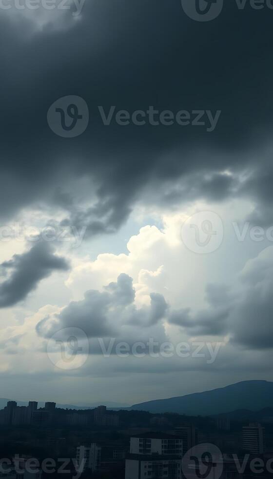 cloudy sky with buildings in the background photo