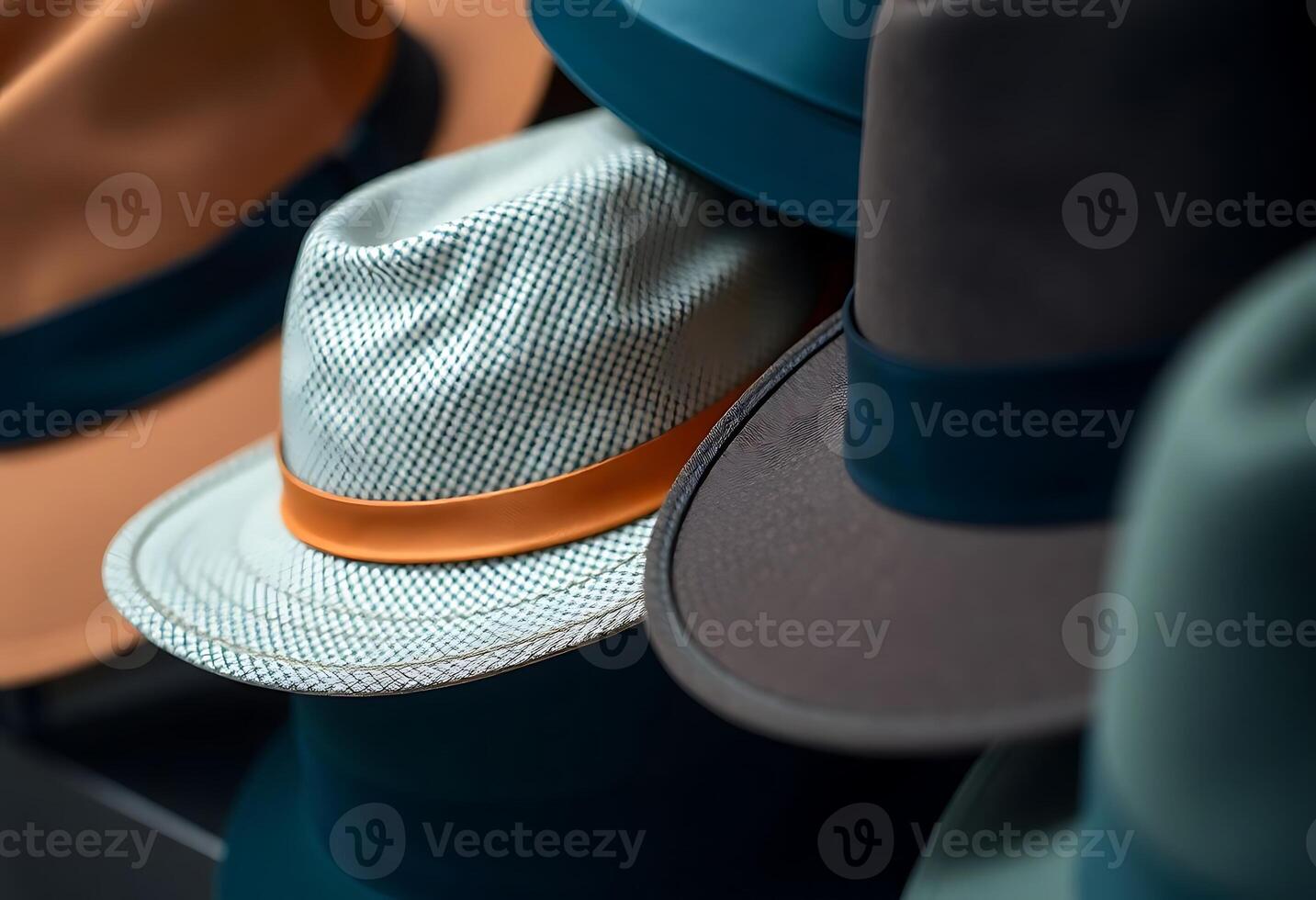 group of hats sitting next to each other photo