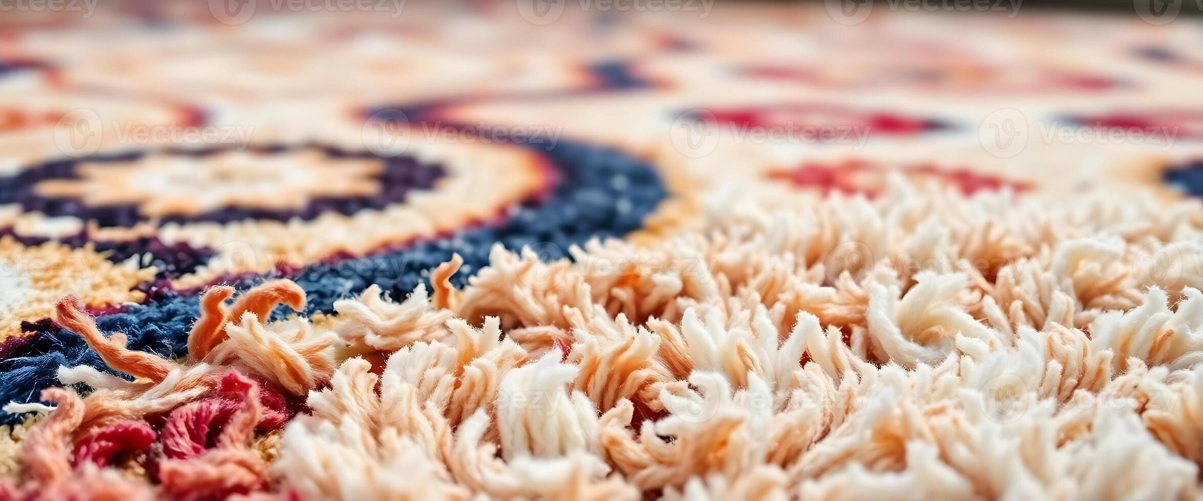 A close up of a colorful rug photo