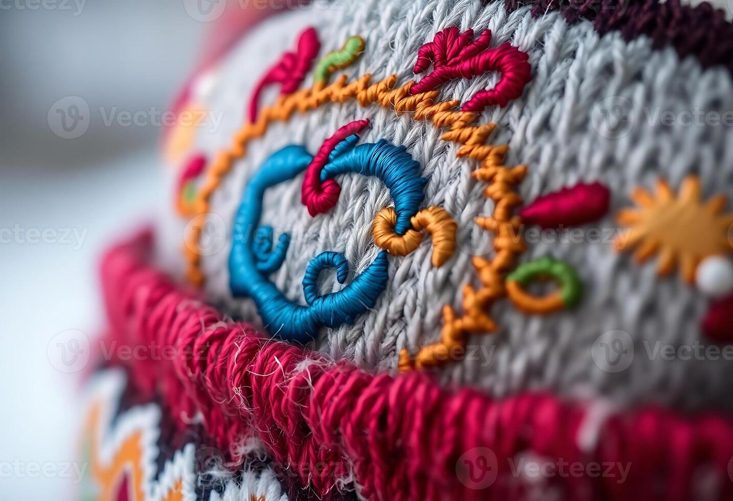 Close up of a colorful embroidered hat photo