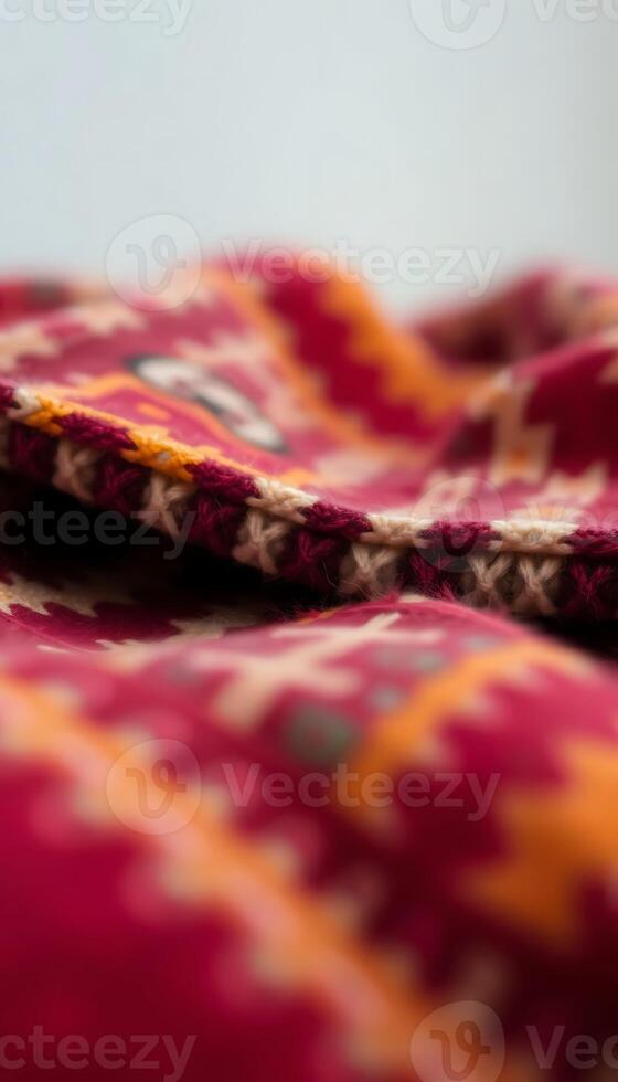 close up of a red and yellow blanket photo