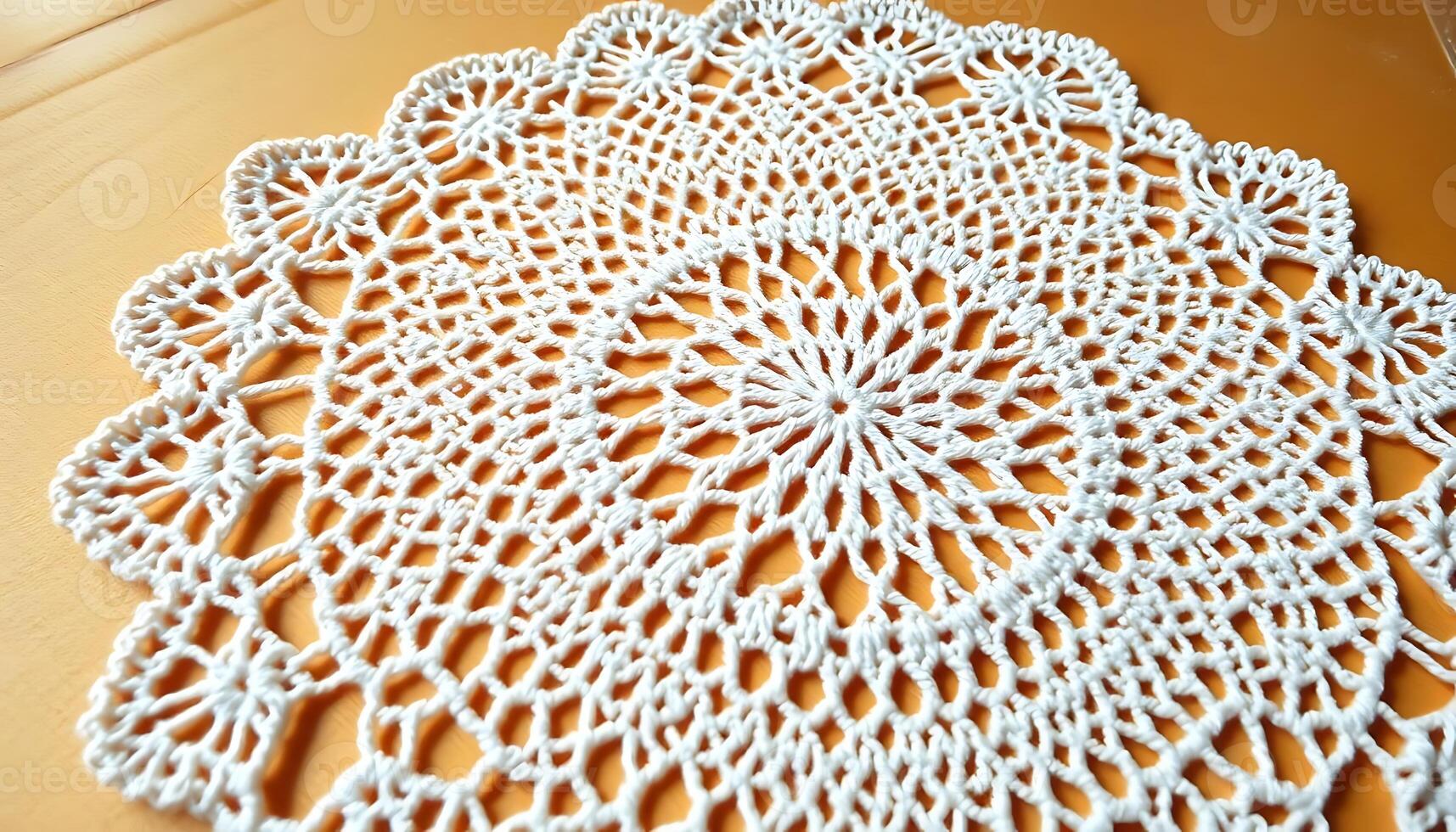 A white doily with a circular pattern on it photo