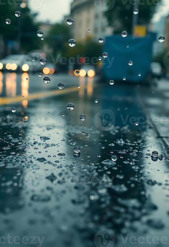 Raindrops on the road photo