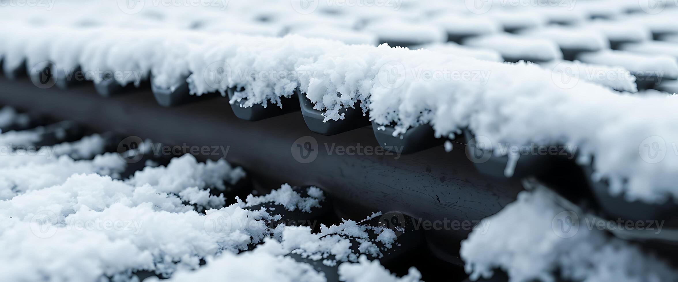 close up of a snow covered roof photo