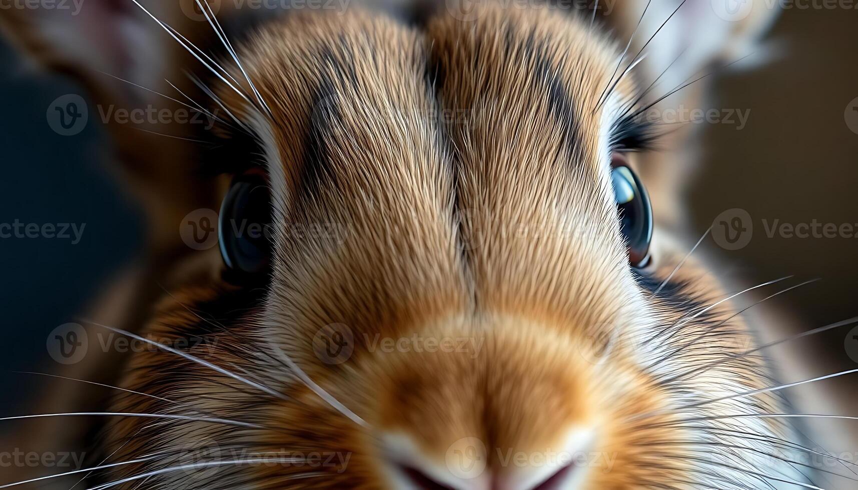 close up of a rabbit's face with blue eyes photo