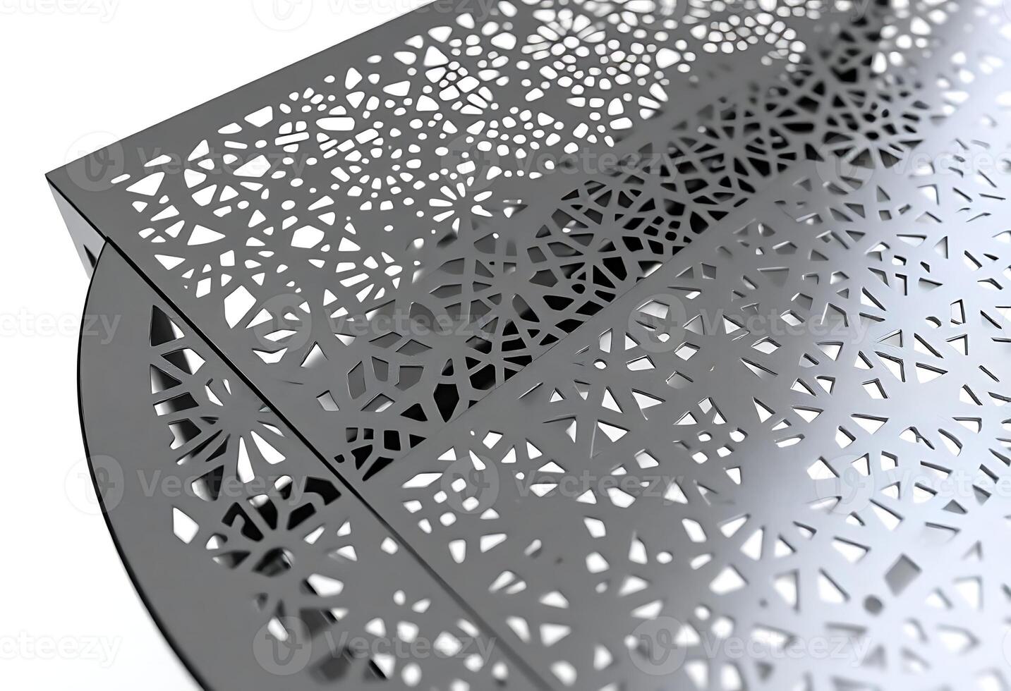 close up of a metal table with a pattern on it photo