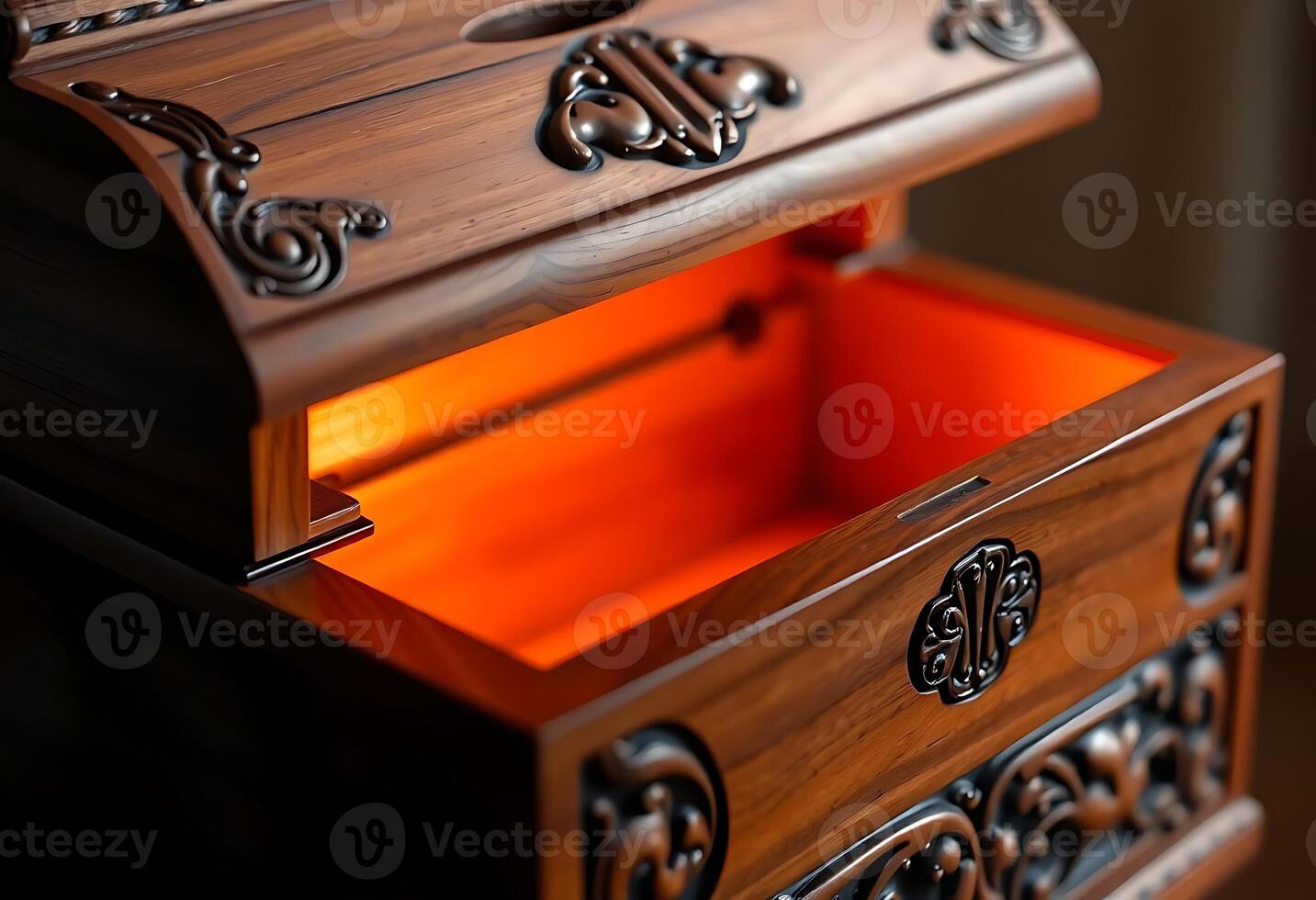 close up of a wooden box with a drawer photo