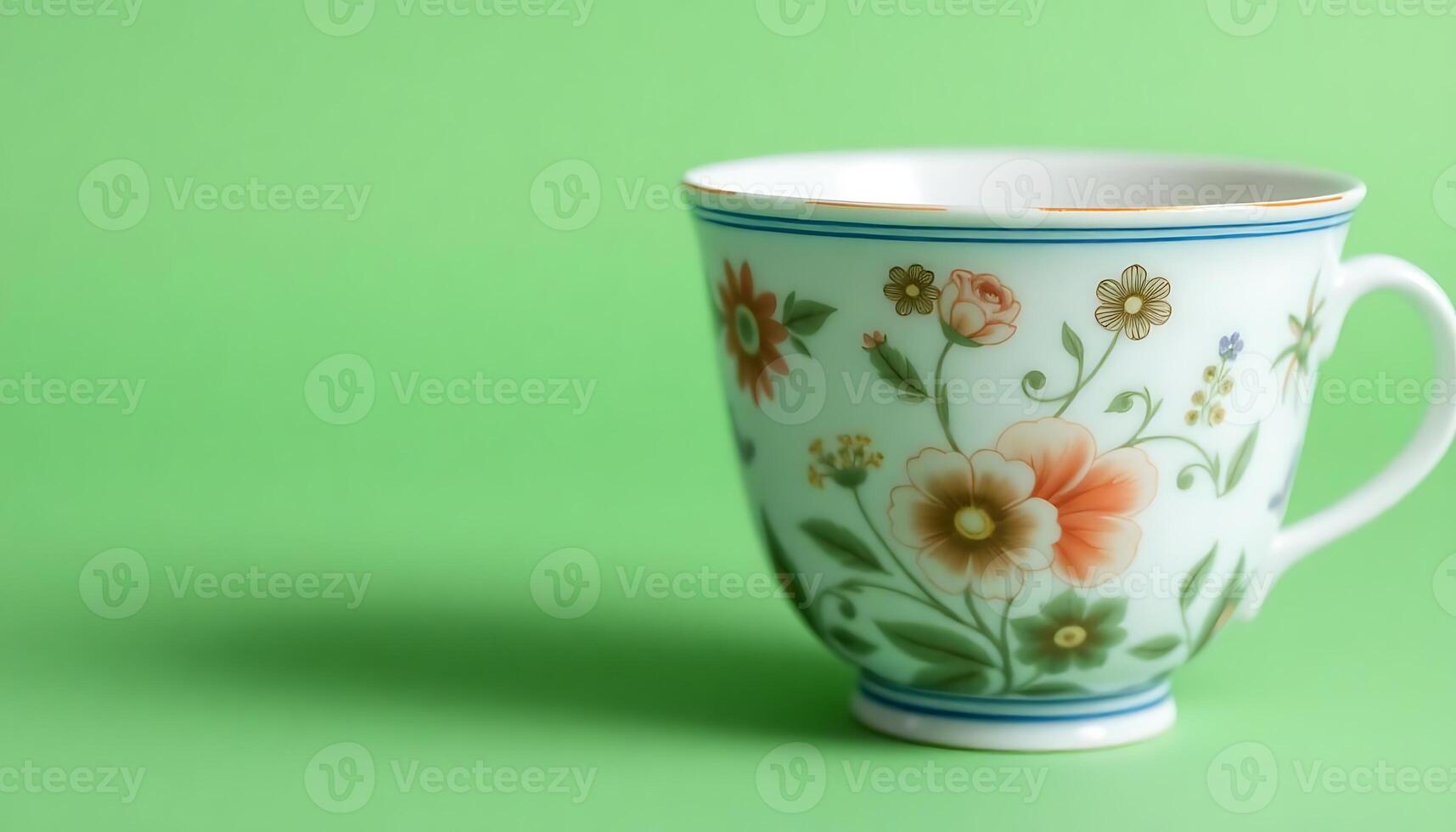 coffee cup with flowers painted on it photo