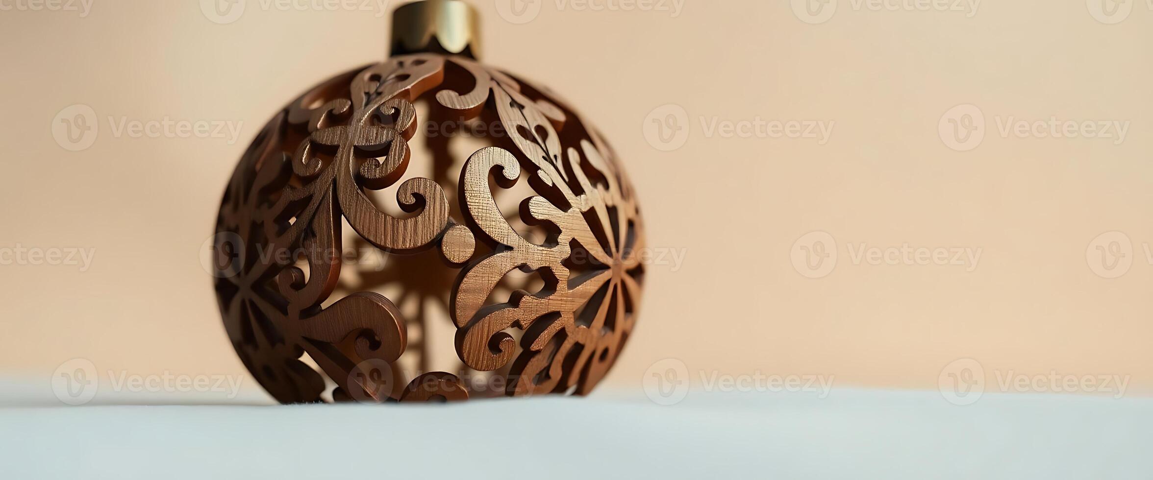 decorative wooden object sitting on top of a table photo