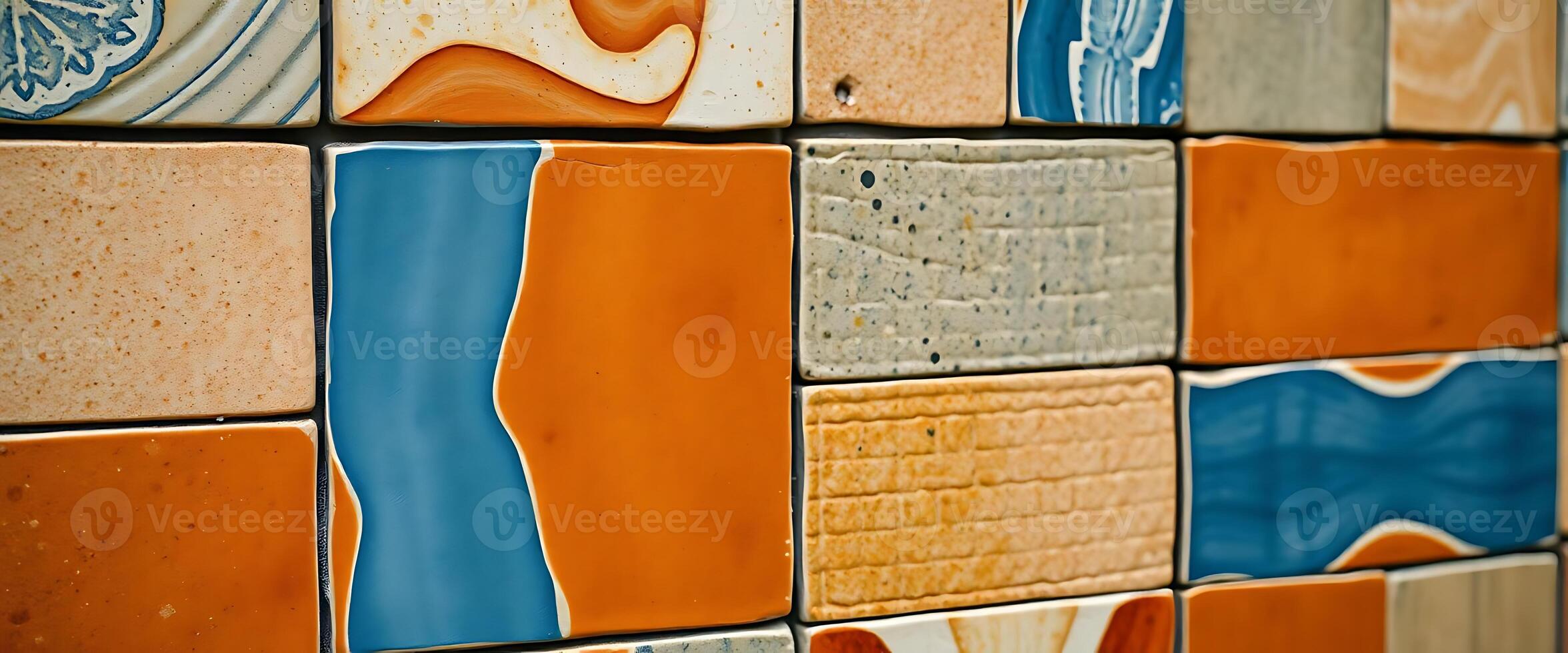 A wall of colorful tiles photo