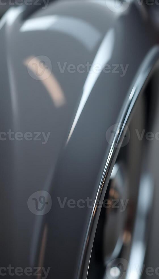 A close up of a shiny silver car wheel photo