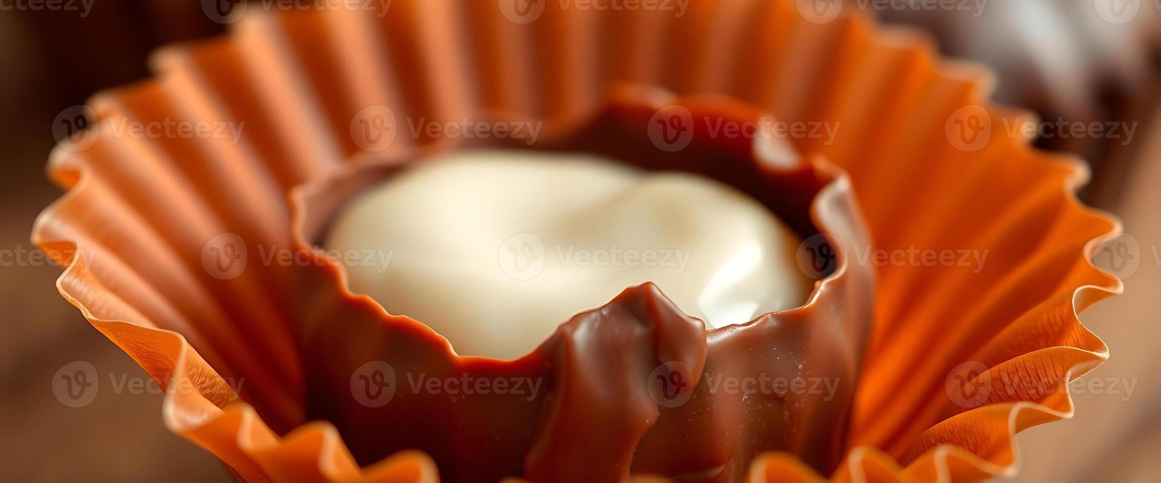 close up of a cupcake in a paper wrapper photo