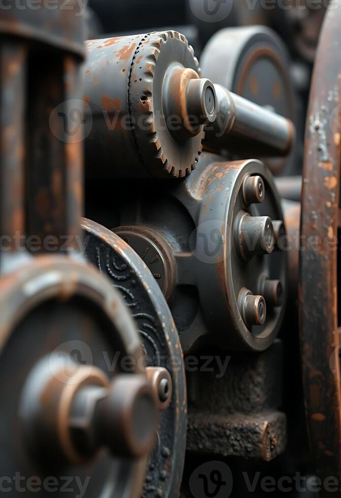 close up of a bunch of rusty gears photo