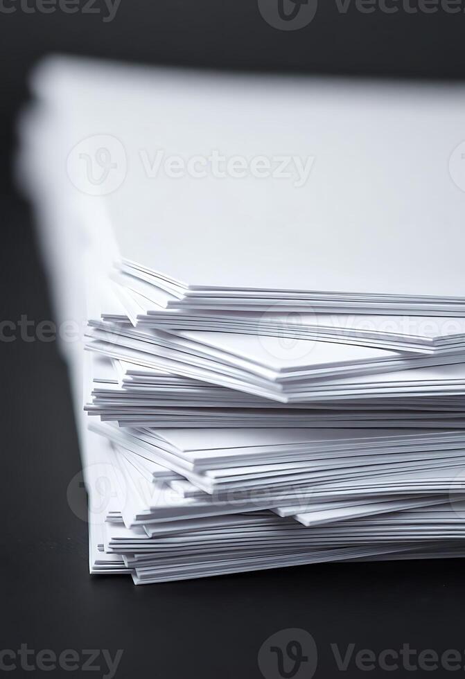A stack of white paper on a black background photo