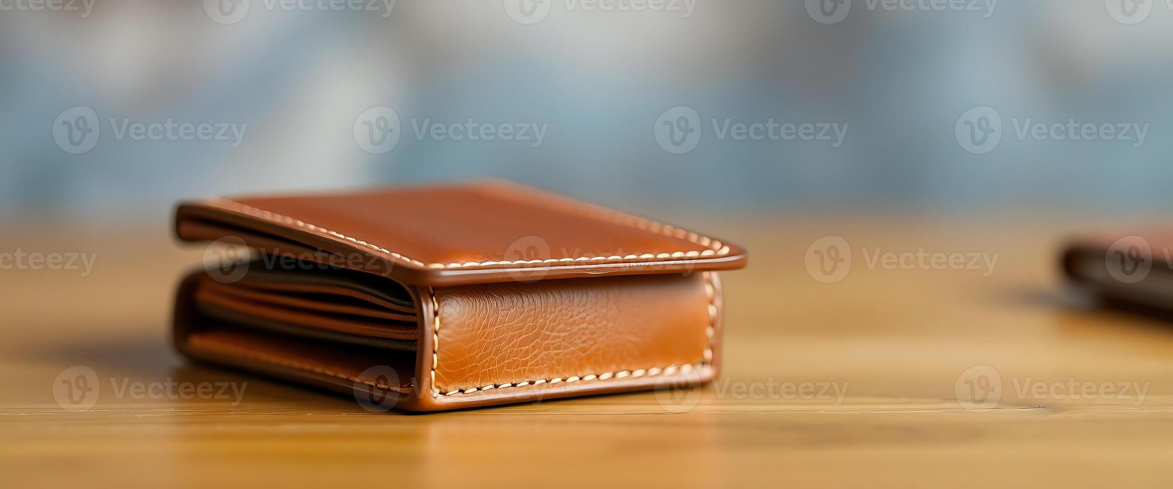 A leather wallet sitting on a table photo