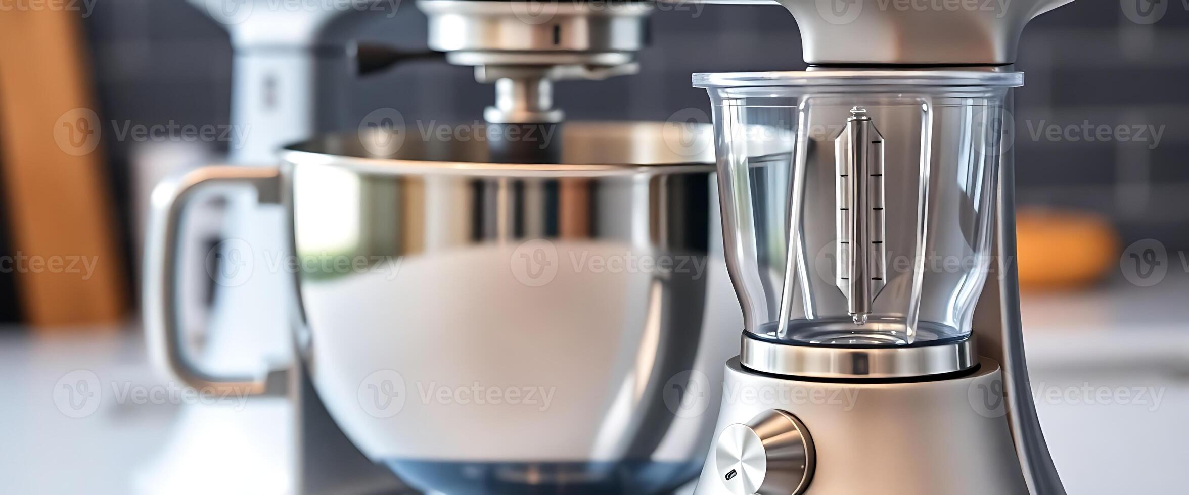 silver blender sitting on top of a counter photo
