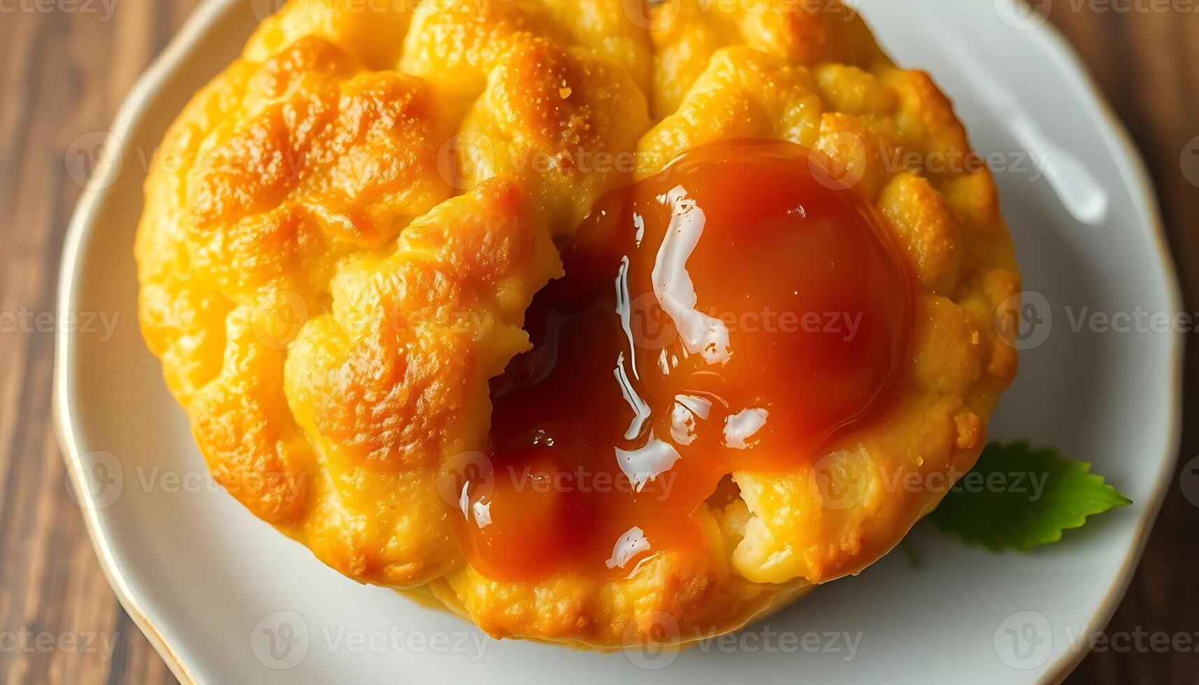small pastry with sauce on top of it photo